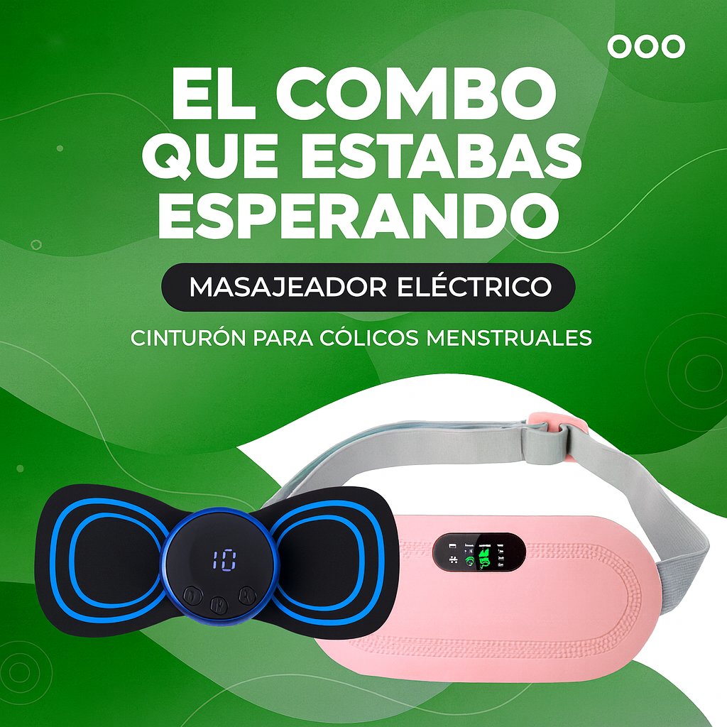 Combo Cinturon Para Cólicos + Masajeador